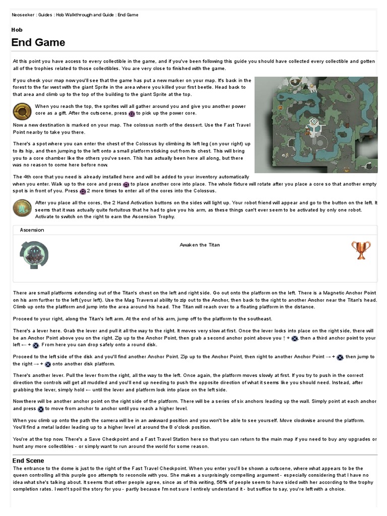 Hob Game End Walkthrough Guide | PDF
