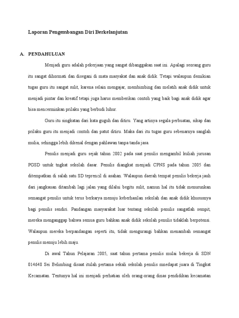 Laporan Pengembangan Diri Guru Profesional | PDF