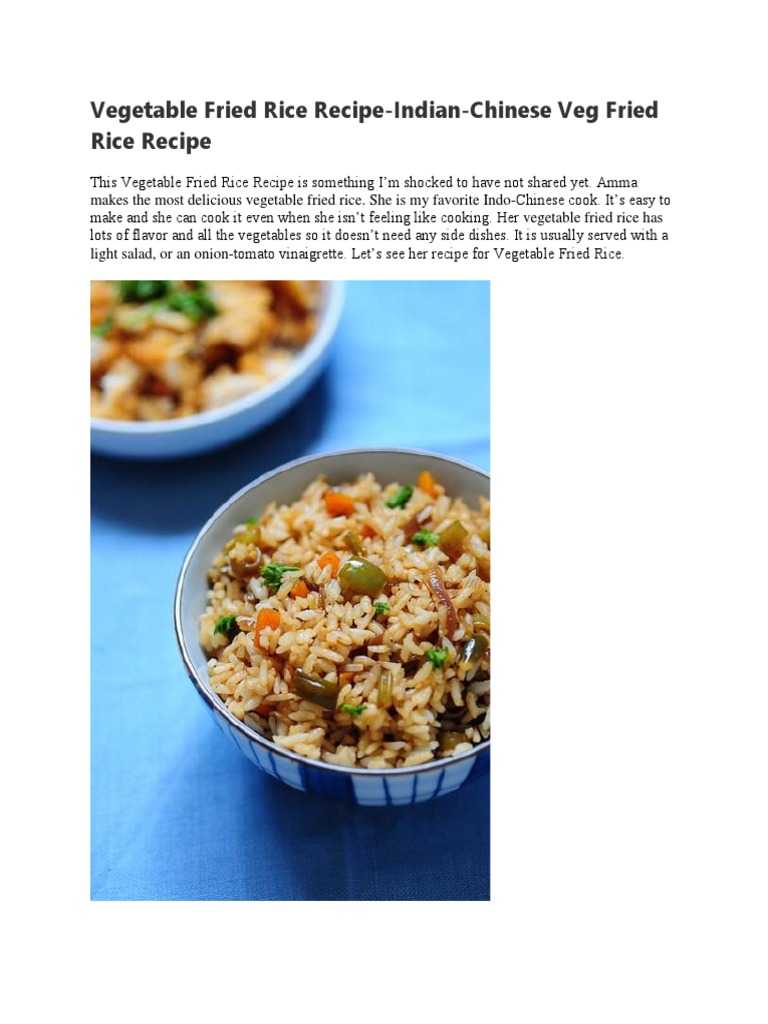 Vegetable Fried Rice Recipe | PDF | Regional & Ethnic Food | Western ...