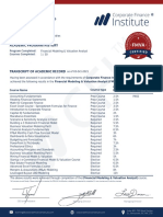 Student Transcript Corporate Finance Institute®: Student No.: Student Name: Date of Birth