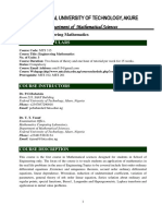 MTS 315 - Engineering Mathematics: Course Particulars