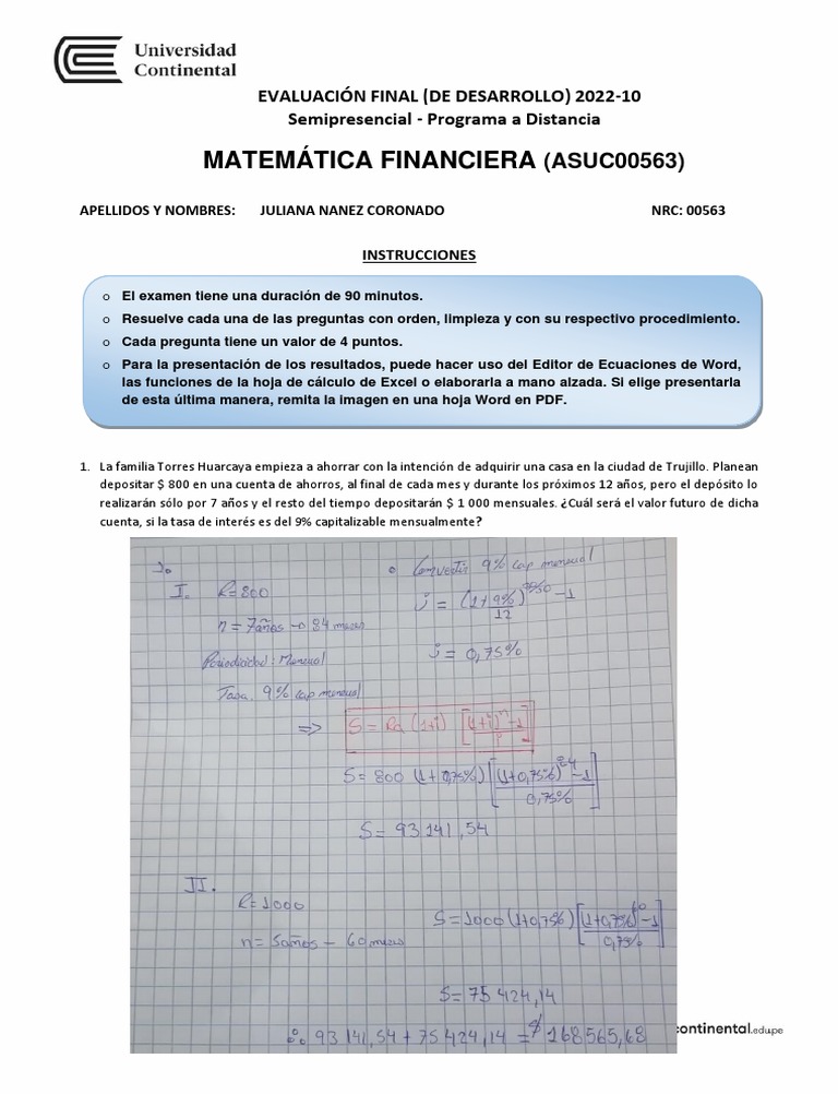 Problemas de Matemática Financiera 2022 | PDF | Finanzas Matemáticas ...