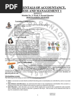 Fundamentals of Accountancy, Business and Management 1: Module No. 3: Week 3: Second Quarter