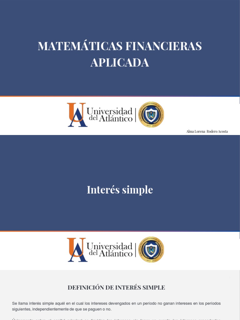 Interés Simple en Matemáticas Financieras | PDF | Interés | Finanzas ...