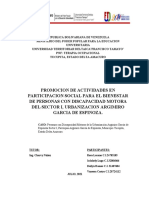 Promocion de Participacion Social para El Bienestar de Personas Con Discapacidad Motora Sector I Urbanizacion Argimiro Garcia