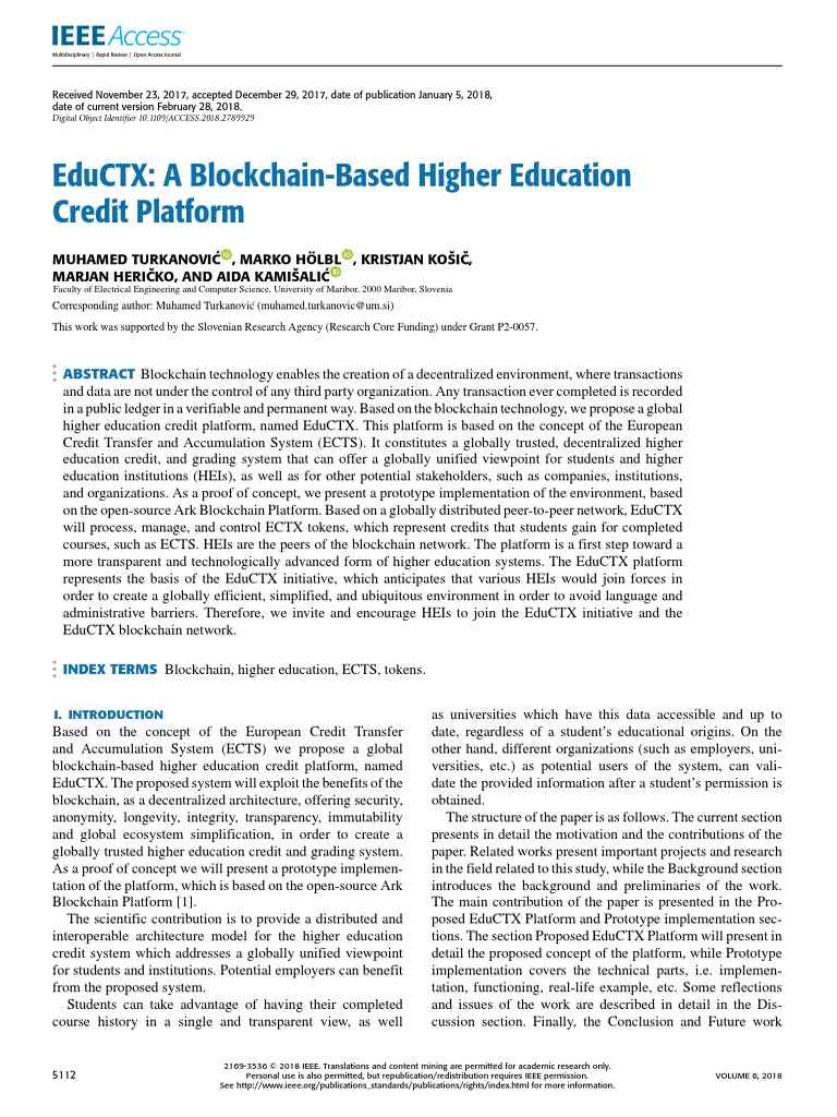 EduCTX: Blockchain for Education Credits | PDF | Peer To Peer ...