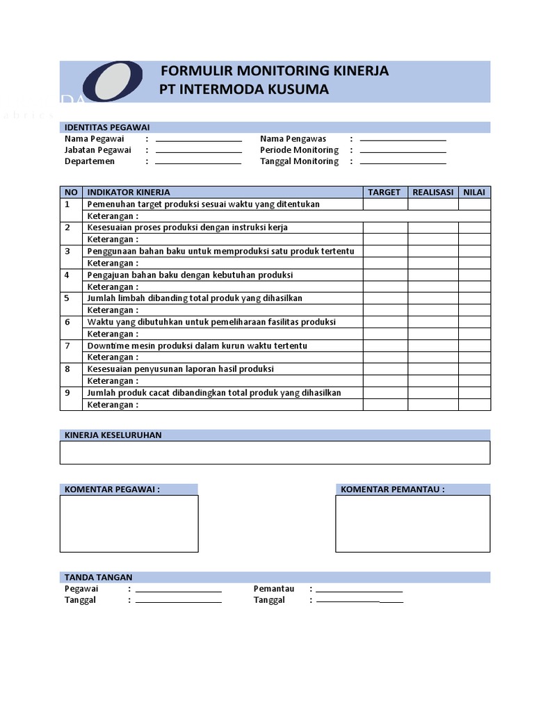 Evaluasi Kinerja PT Intermoda Kusuma | PDF