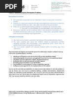 Task 1 - Solve A Complex Workplace Problem: Instructions To Learners