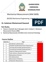 Somali National University: Mechanical Measurement (MM 3609)