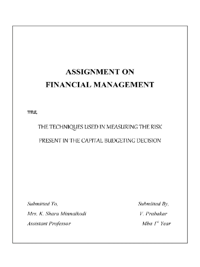 personal finance assignment pdf