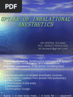 Uptake of Inhalational anaesthetics