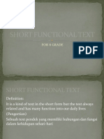 Short Functional Text: For 8 Grade