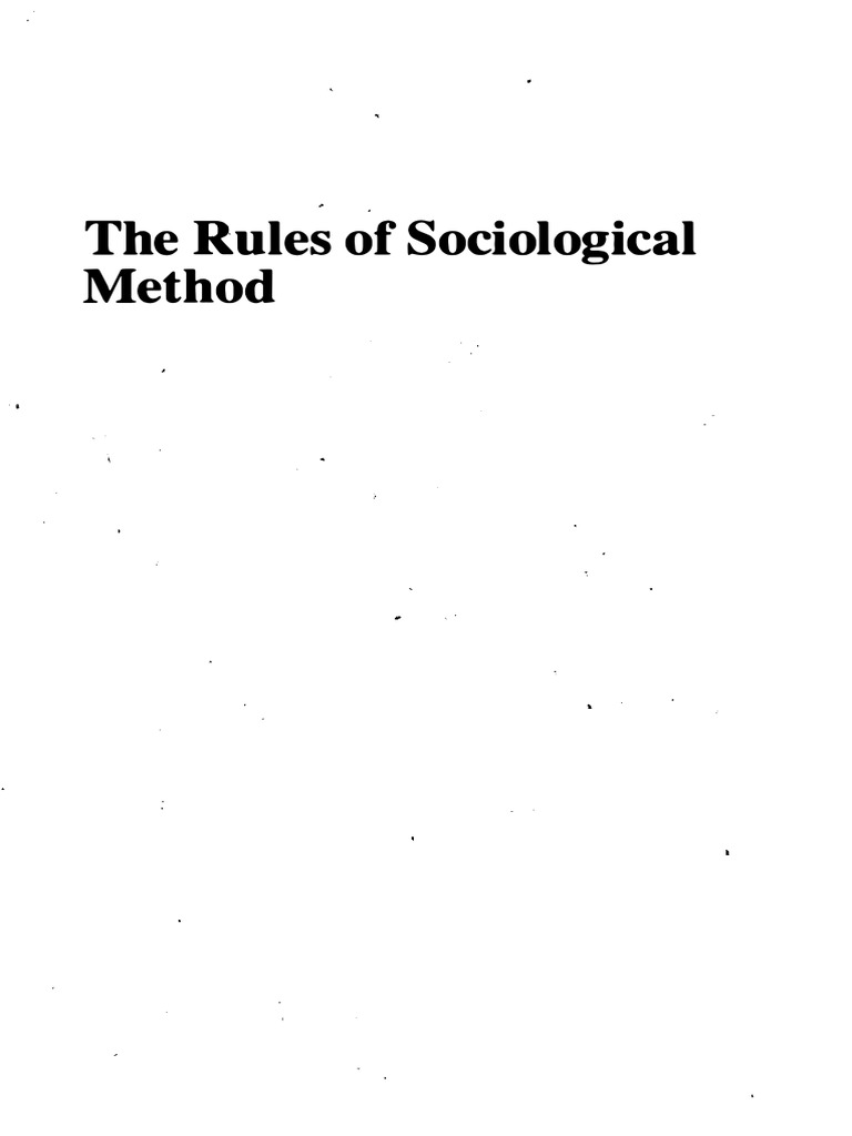 Durkheim Rules Of Sociological Method – RTWU