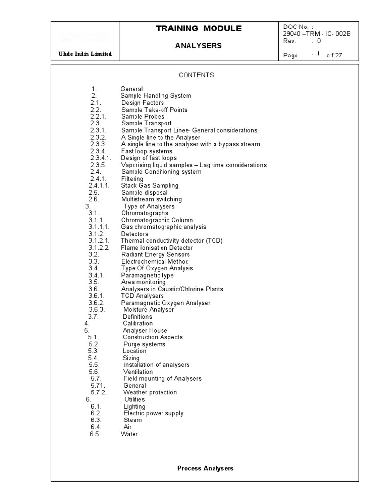 Process Analyser Training Module | PDF | Chromatography | Gas ...