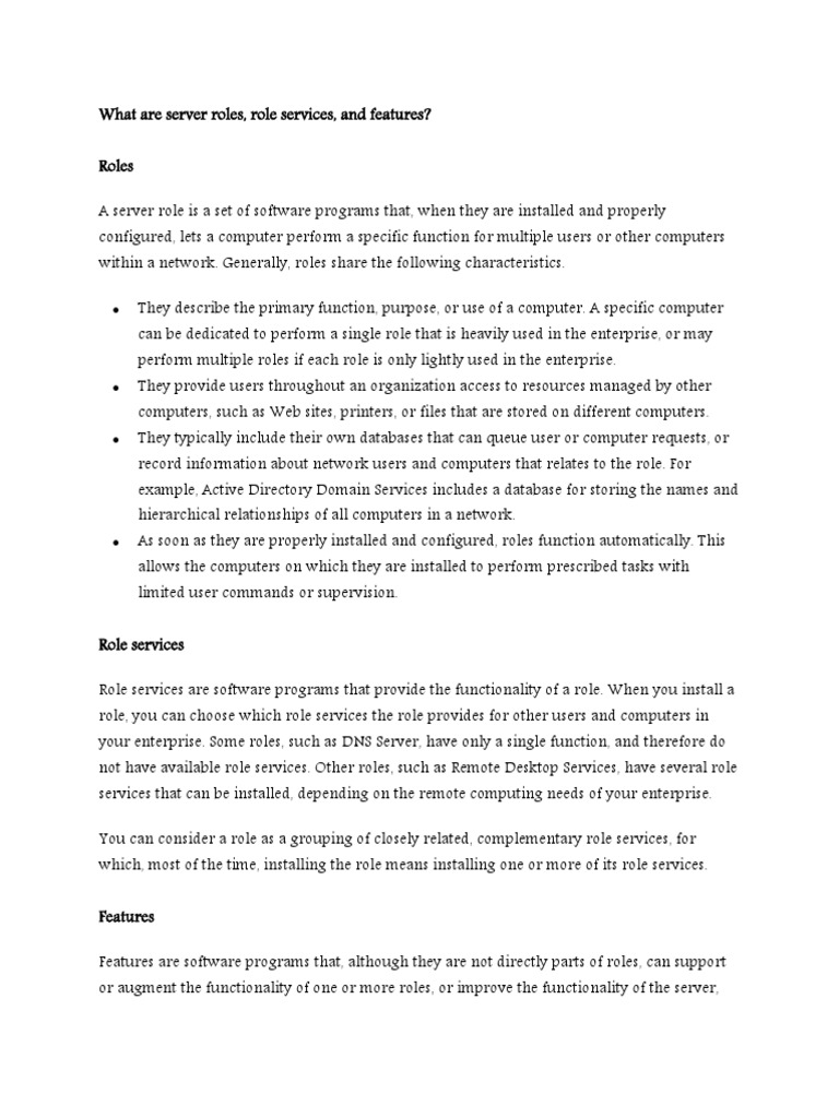 Understanding Server Roles and Features | PDF | Server (Computing ...