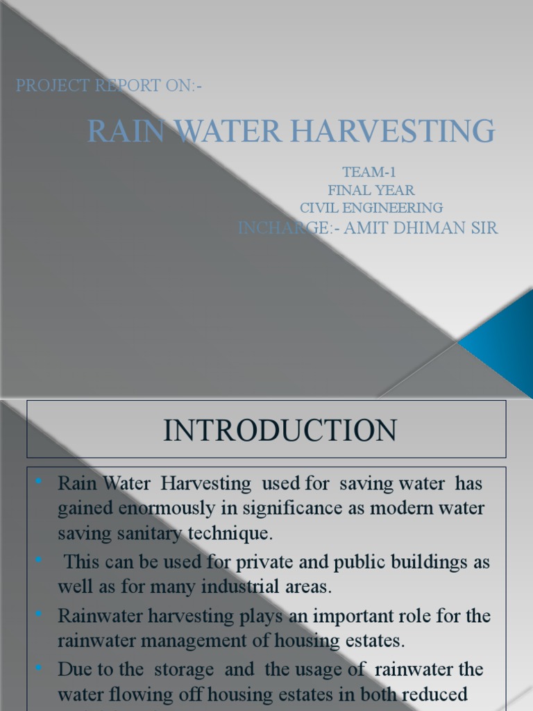 Rain Water Harvesting: Project Report On | PDF | Water | Natural ...