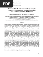 Subanen Rituals On Communal Gatherings in Selected Communities of Misamis Occidental and Zamboanga Del Sur, Philippines