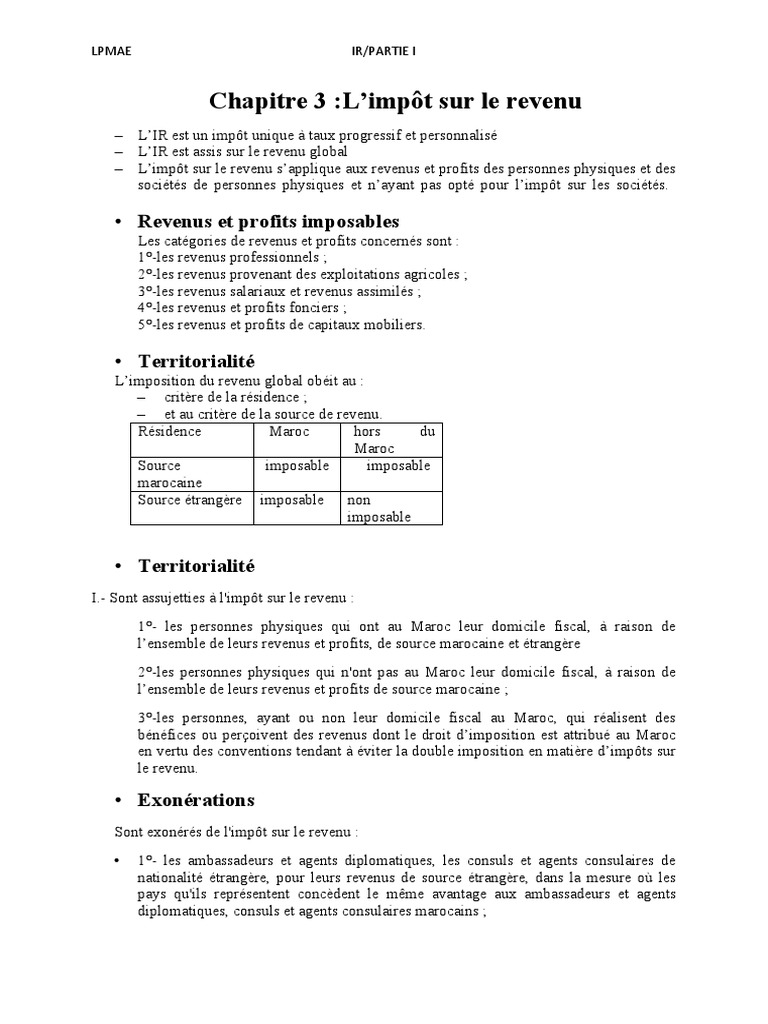 Chapitre 3 | PDF | Impôt sur le revenu | Impôts