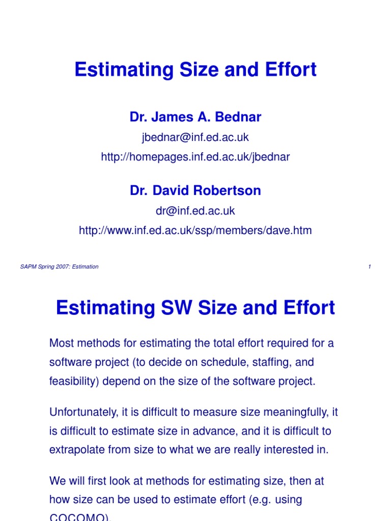 Software Size and Effort Estimation Techniques | PDF | Areas Of ...