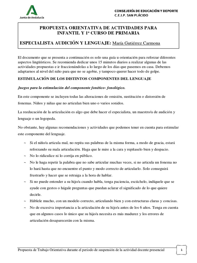 Guia y Ejercicios para Estimular El Lenguaje en El Autismo | PDF ...