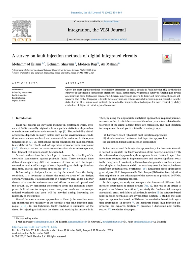 A Survey On Fault Injection Methods of Digital Integrated Circuits 2020 ...