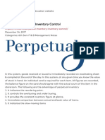 Perpetual Inventory - Inventory Control