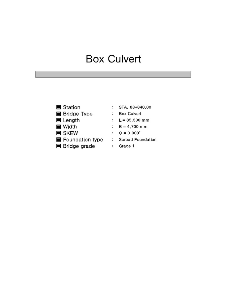 Box Culvert Sample | PDF