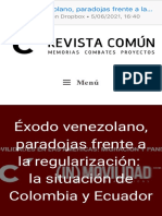 2021éxodo Venezolano, Paradojas Frente A La Regularización La Situación de Colombia y Ecuador Revista Común