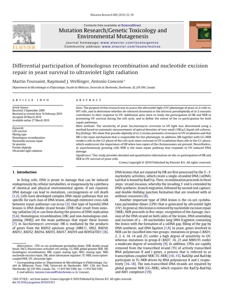 Toussaint Differential Participation PDF Dna Repair Dna