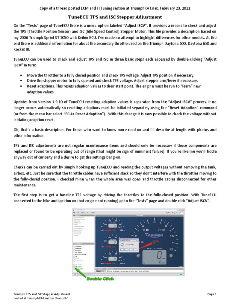Triumph TPS and ISC Adjustment Guide | PDF | Throttle | Vehicles