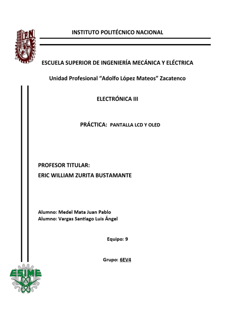 Practica LCD y OLED | PDF | Electrónica | Ingeniería Informática