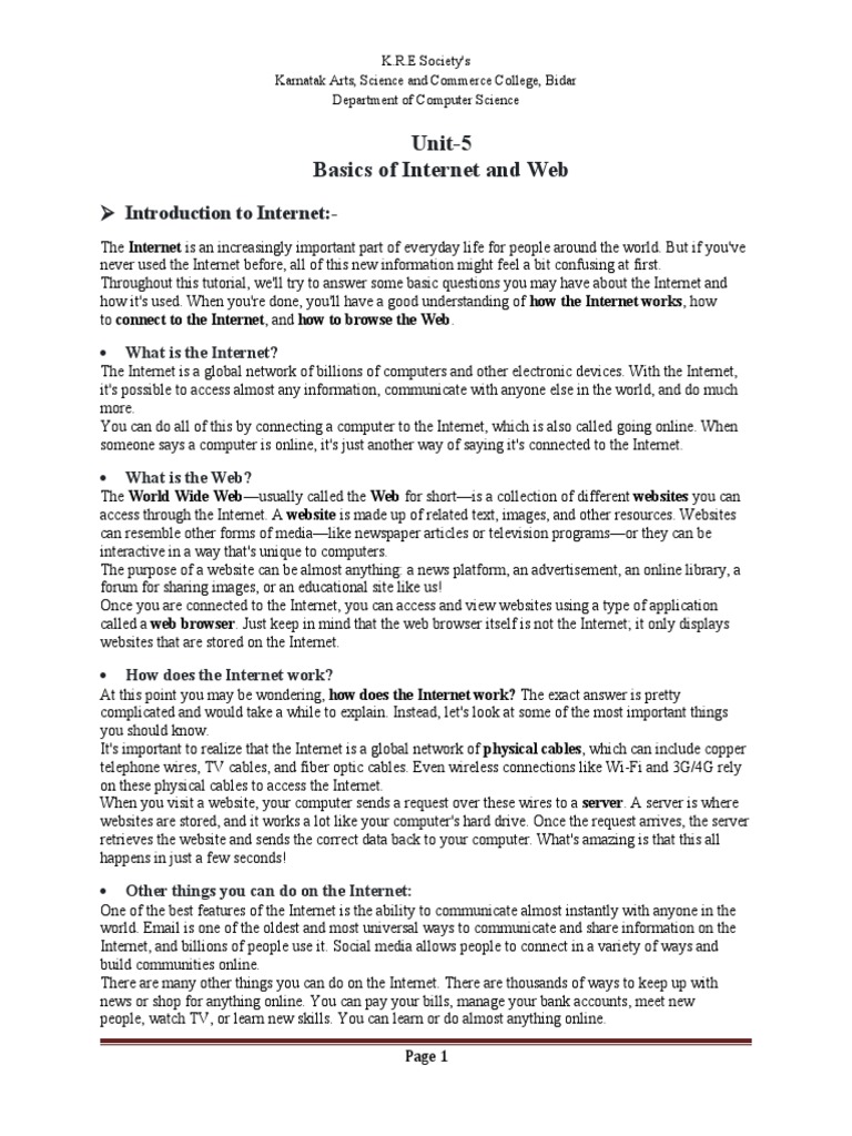 Internet Basics for College Students | PDF | Internet & Web | World ...
