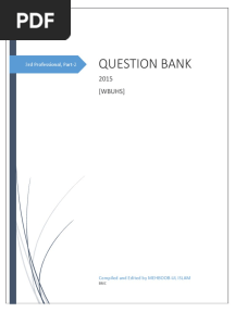 Question Bank - 3rd Prof, Part - II Mbbs