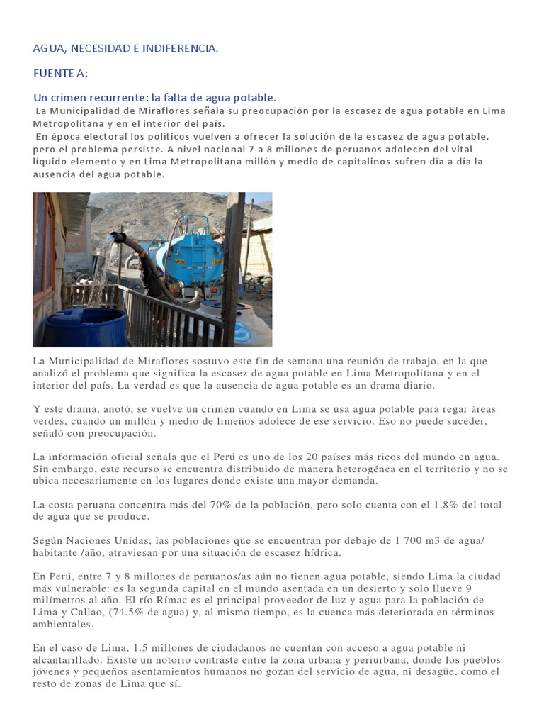 Escasez y Contaminación del Agua en Lima | PDF | La contaminación del ...