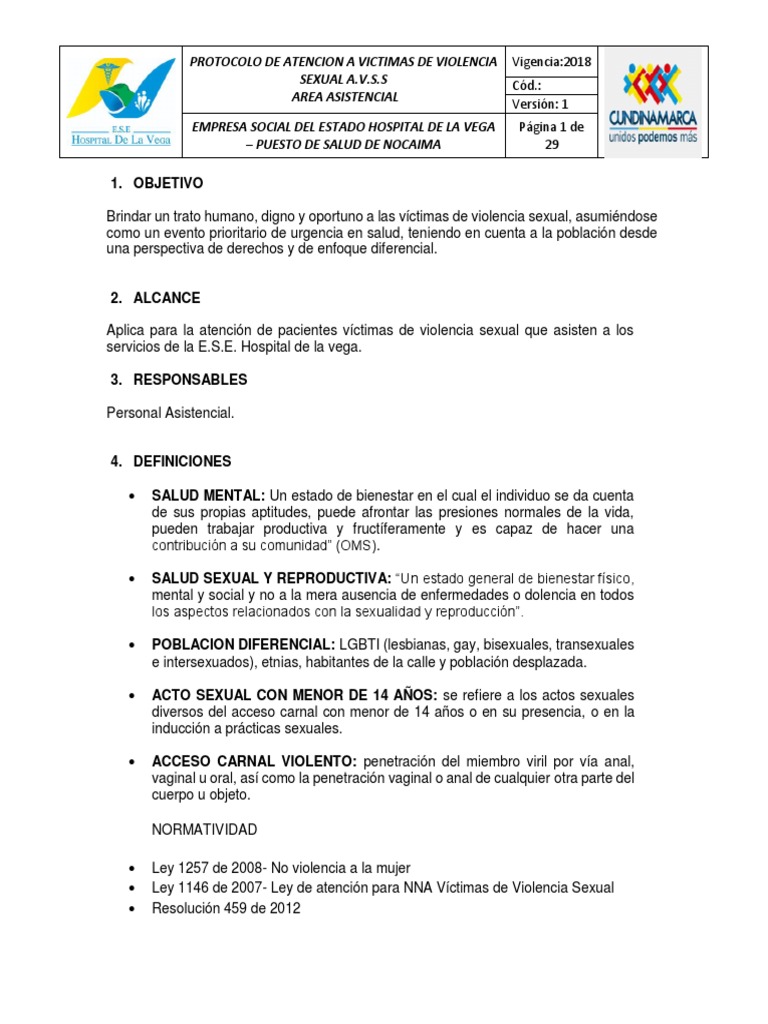Protocolo de Atencion de Victimas de Violencia Sexual | PDF | Control ...