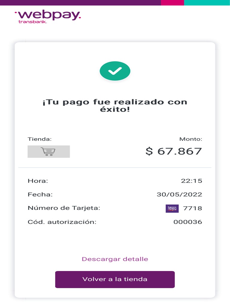 Pago exitoso de $67,867 en tienda | PDF