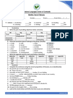 Monthly Test For English Now February