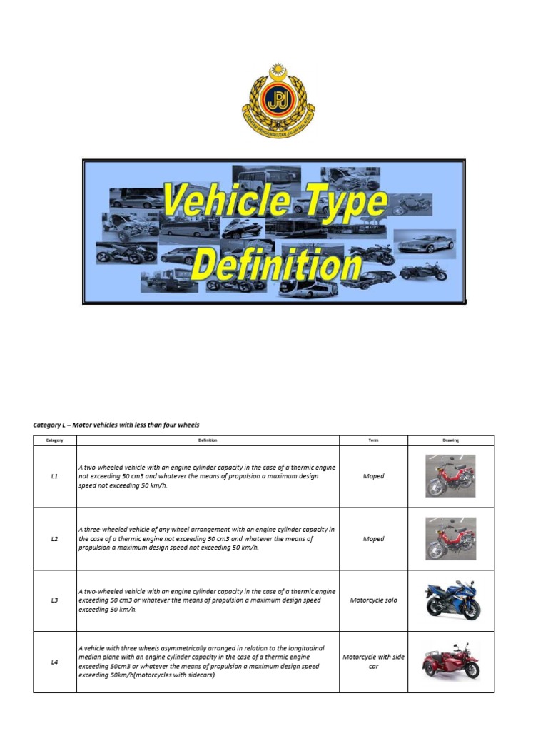Vehicle Type Definition PDF Trailer (Vehicle) Car