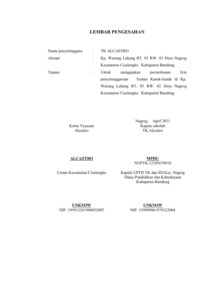 Contoh Proposal Pendirian Tk