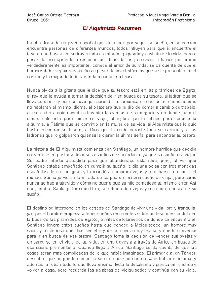 El Alquimista Resumen PDF Alquimia - 1