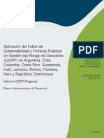 Informe iGOPP Regional Aplicaci N Del ¡Ndice de Gobernabilidad y Pol ¡Ticas P Blicas en Gesti N Del Riesgo de Desastres (iGOPP)