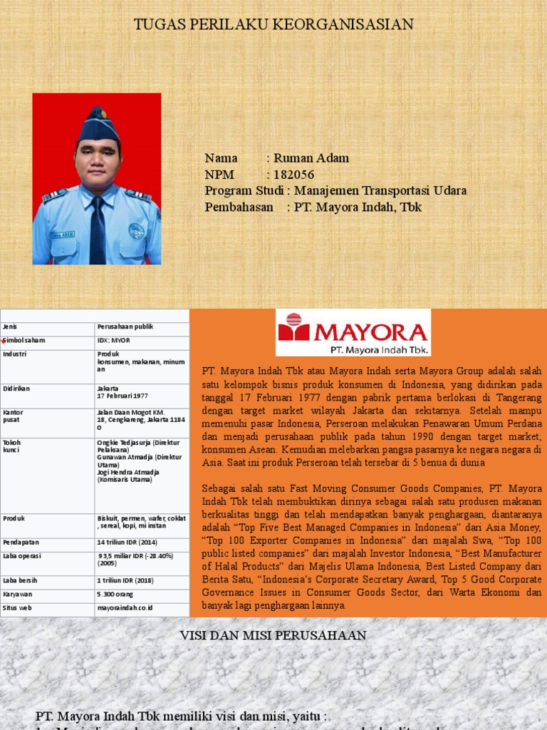 PT. Mayora Indah, Tbk. - Ruman Adam 182056 | PDF | Bisnis | Ilmu Sosial