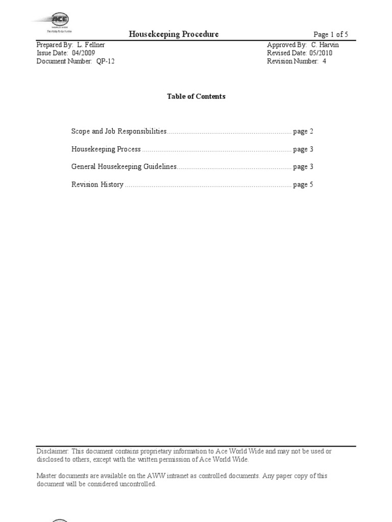 Housekeeping_Procedure & Processes | Housekeeping | Warehouse | Free 30