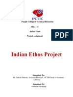 Punjab College of Technical Education Mba-2C Indian Ethos Project Assignment