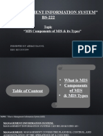 "Management Information System" BS-222: Topic "MIS Components of MIS & Its Types"