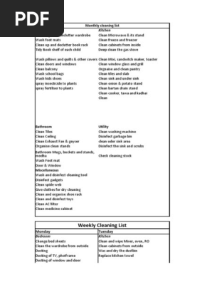 Cleaning List