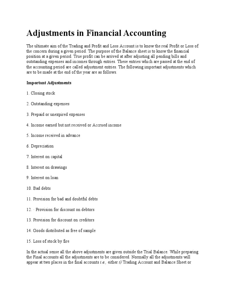 Key Adjustments in Financial Accounting | PDF | Debits And Credits ...