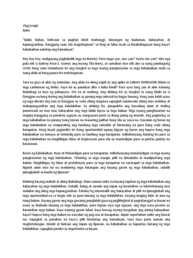 Vlog Kababaihan Script | PDF
