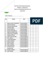 Daftar Hadir Kemahasiswaan Prodi Diii Kep 1a