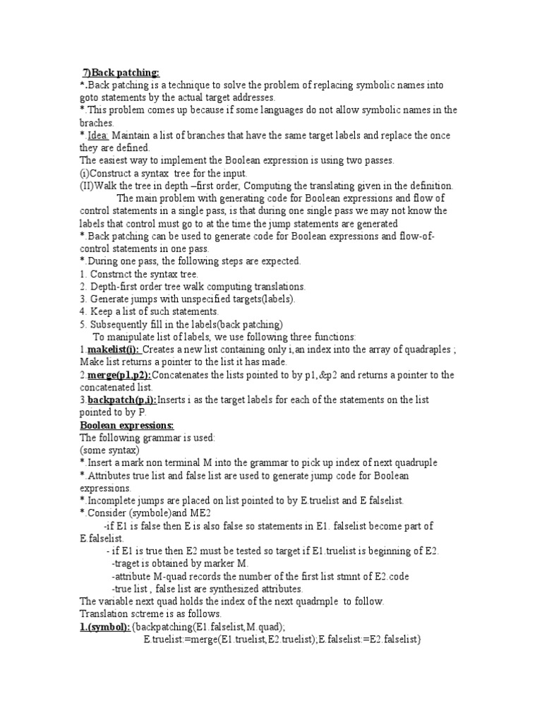 Back Patching in Compiler Design | PDF | String (Computer Science ...